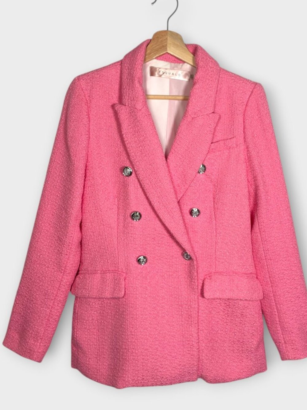 Esqualo Blazer Women's Size 6 Pink Jacket silver Buttons Pockets Lined